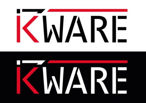 Logo kWare a jeho dvě varianty na bílém a na černém podkladu