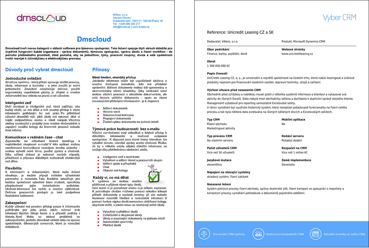 Takto vypadaly datasheety a případové studie před změnou firemní identity firmy kWare
